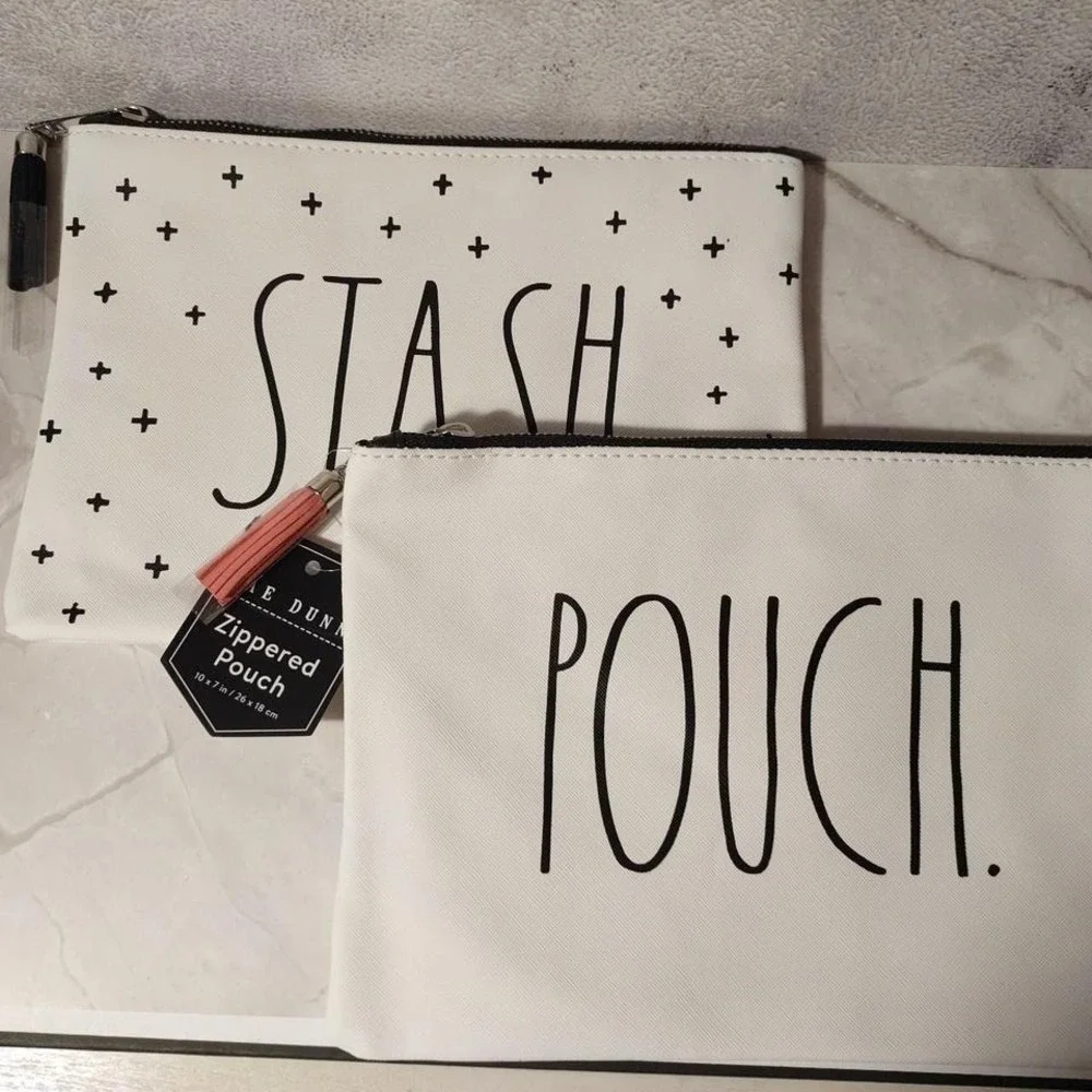 RAE DUNN 2‎ zippered pouch bag set